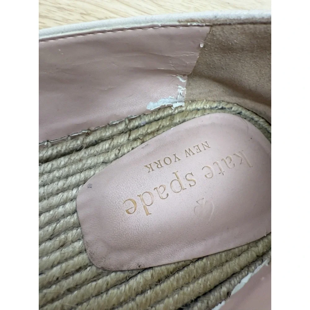 Kate‎ Spade Garden Espadrille Slip-On Flats Loafers Ivory Black Size 7B #43